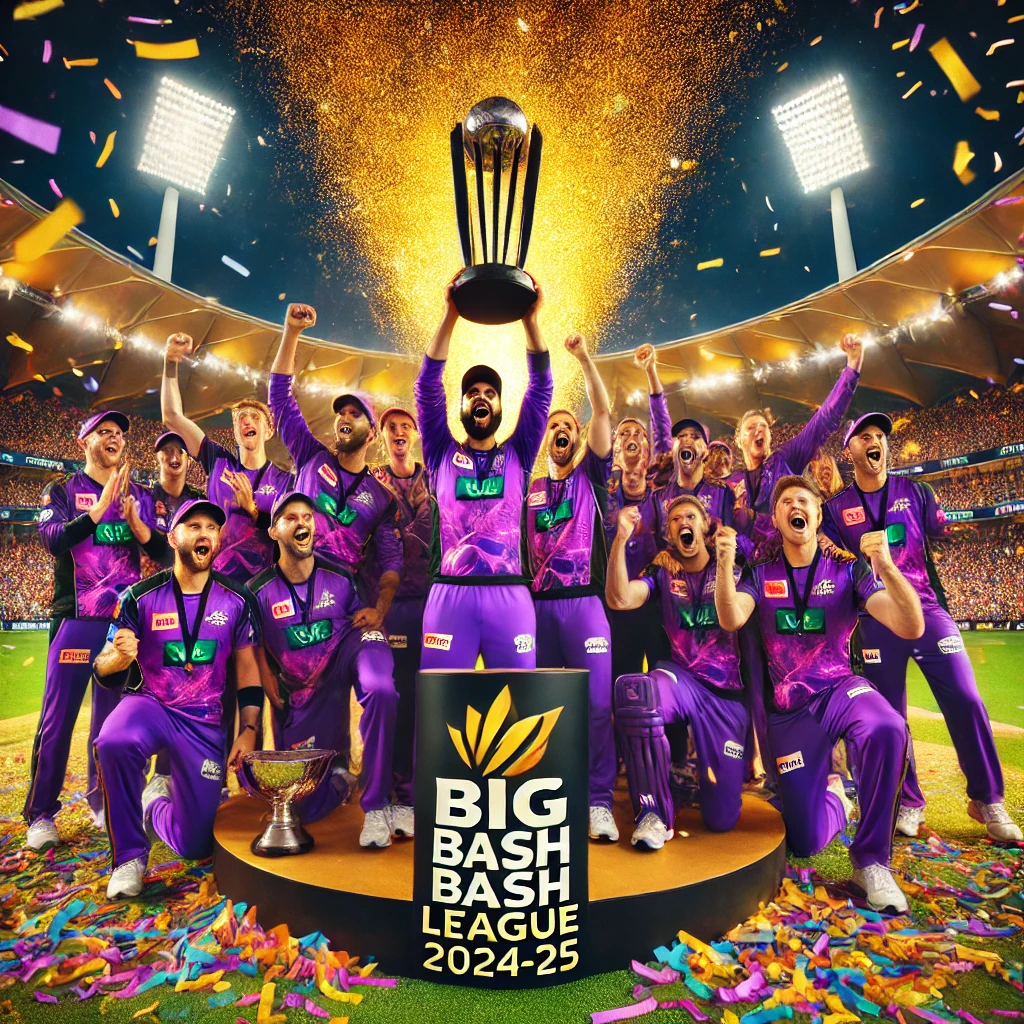 3. BBL Title Win: The Hobart Hurricanes celebrating their Big Bash League 2024-25 championship victory with the trophy